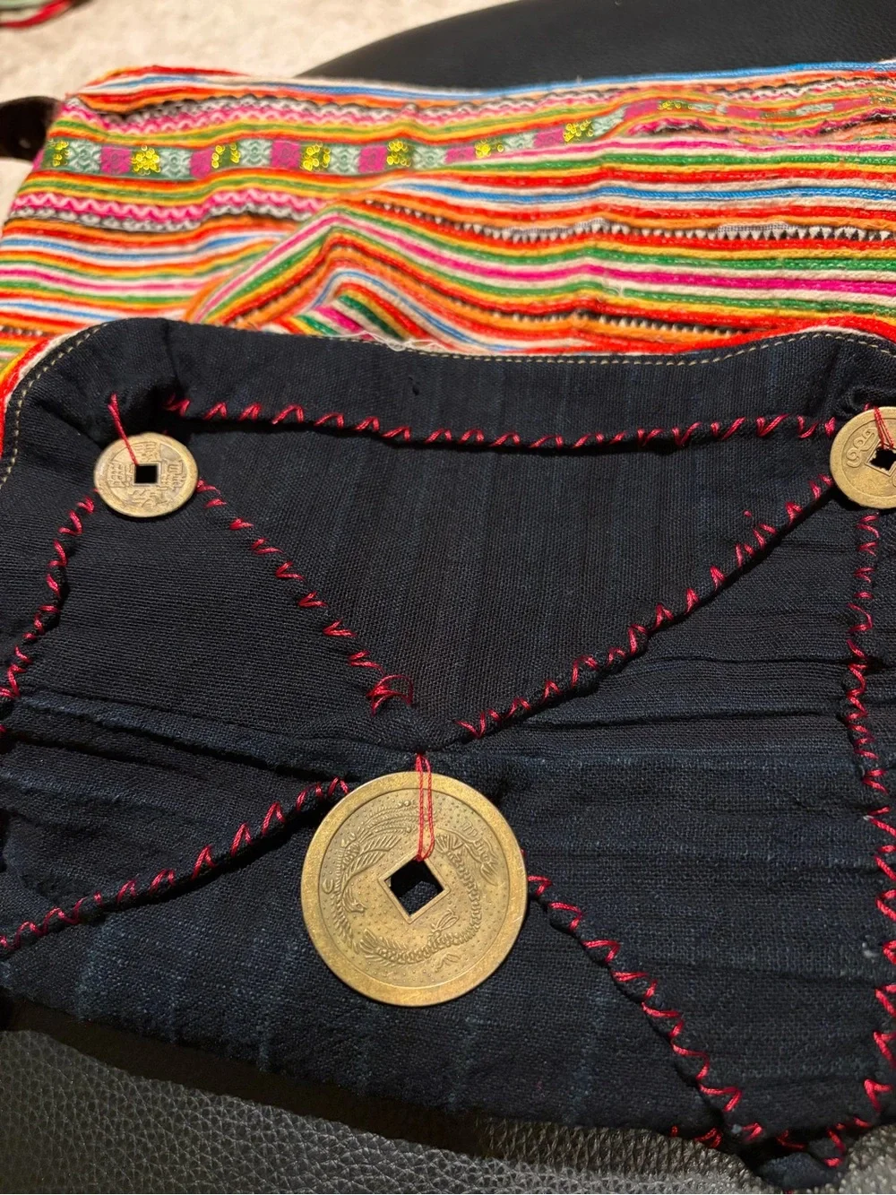 Made in Thailand. Handcrafted Multicolor embroidered Ethnic Crossbody Bag